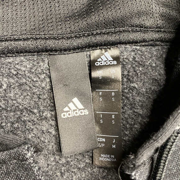Adidas Black Charcoal Grey Notch Neck Pullover Hoodie | S - Picture 9 of 12